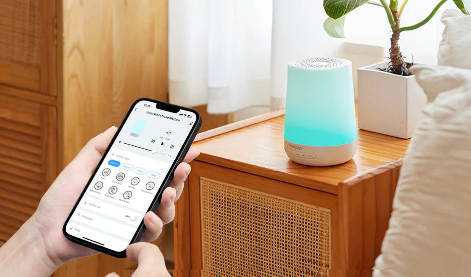 Lampa de veghe si aparat white noise Momcozy SMART 2 in 1
