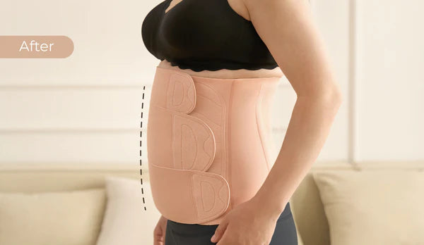 Centura Abdominala Postpartum Momcozy Ergowrap - Suport Ergonomic si Ridicare 3D Abdomen - Oyster Pink XL