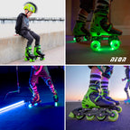 Role 2 in 1 Neon Combo Skates Marime 30-33 Green Roti LED