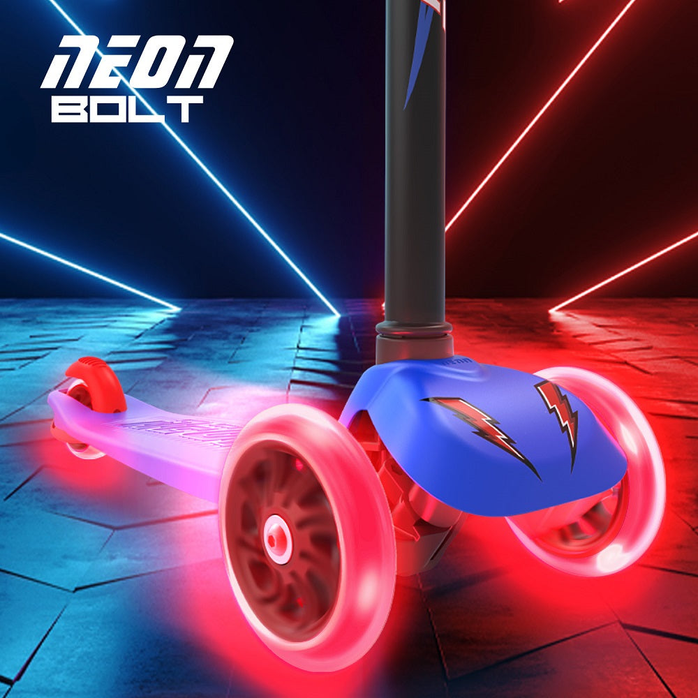 Trotineta 3 Roti Neon Bolt Blue Roti LED Copii 3-5 Ani