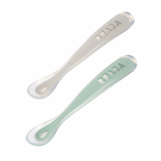 Set 2 lingurite silicon +4 luni Beaba Sage Green