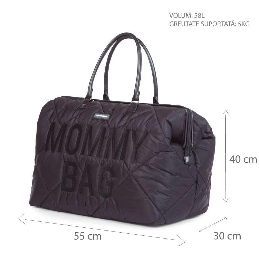Geanta de infasat matlasata Childhome Mommy Bag Negru