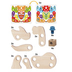 Set constructie dinozauri Quercetti Bio – planșele și piesele setului de dinozauri