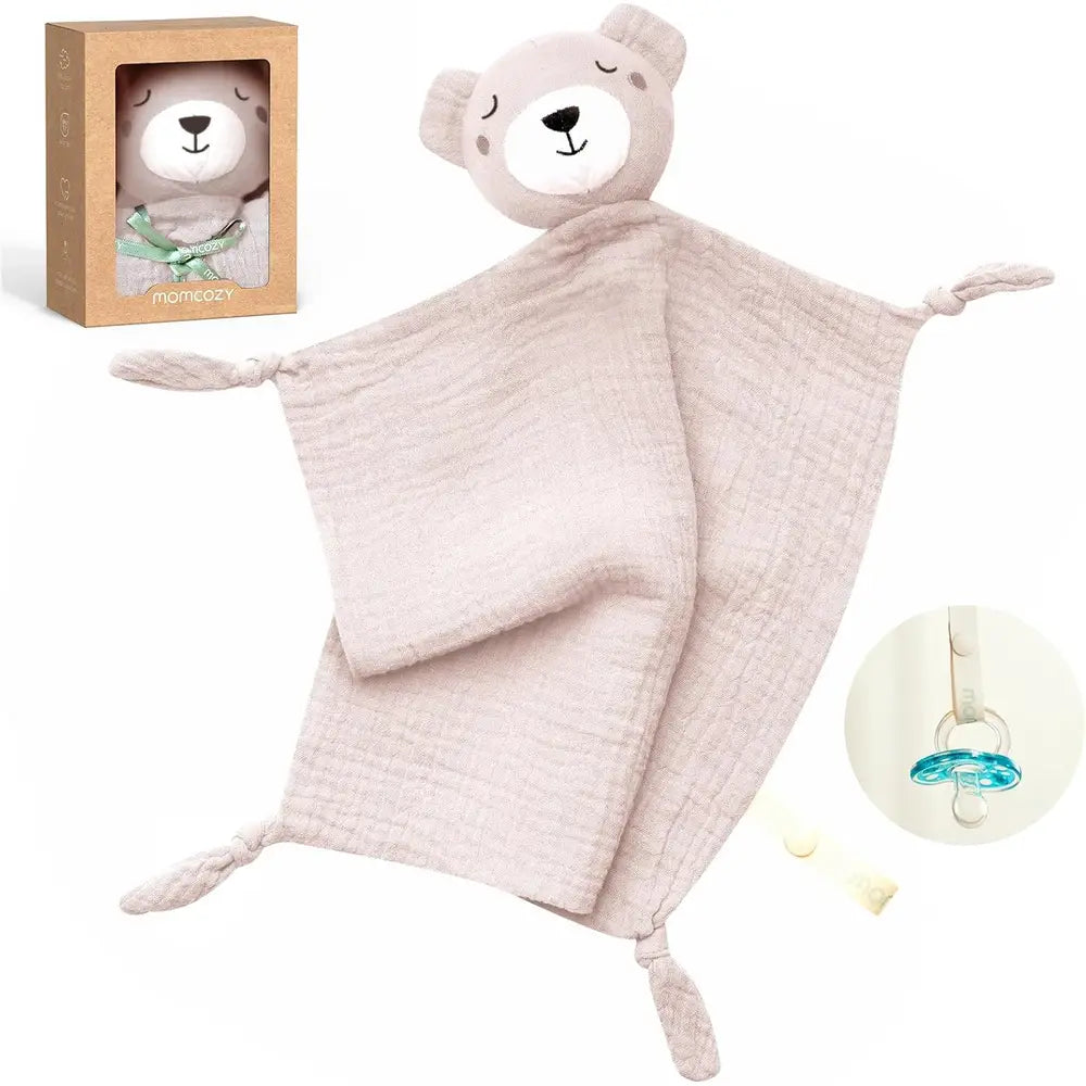 Doudou comforter bebelusi muselina 100% bumbac Lovey pentru bebeluși din bumbac de atașament Ursult Roz Momcozy