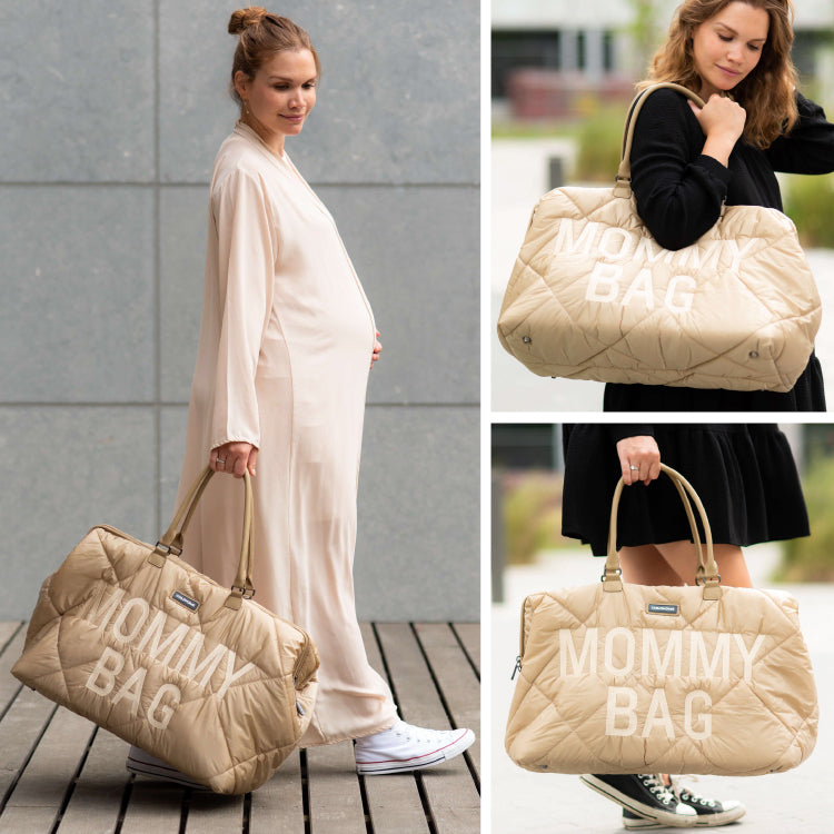 Geanta de infasat matlasata Childhome Mommy Bag Bej