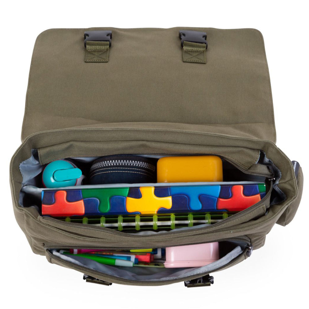 Ghiozdan Childhome My School Bag Kaki Ergonomic Impermeabil