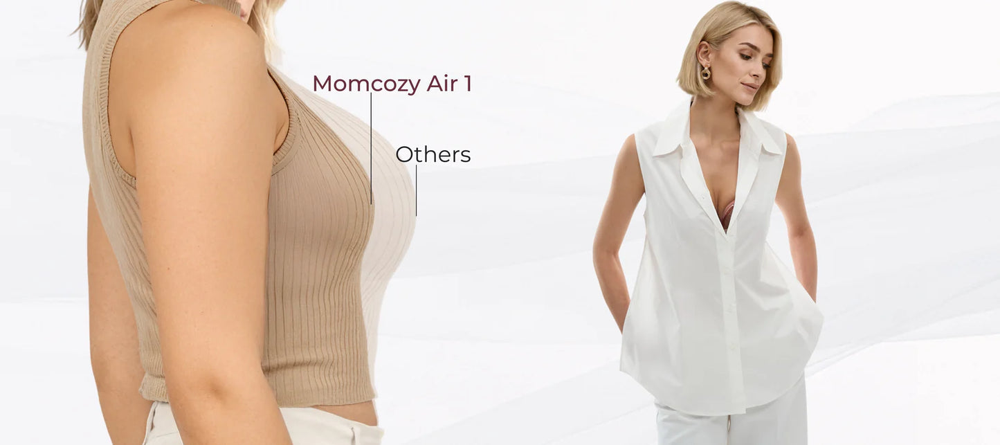 Pompa de San Portabila Dubla Momcozy Air 1 Ultra-Slim cu Carcasa de Incarcare Wireless
