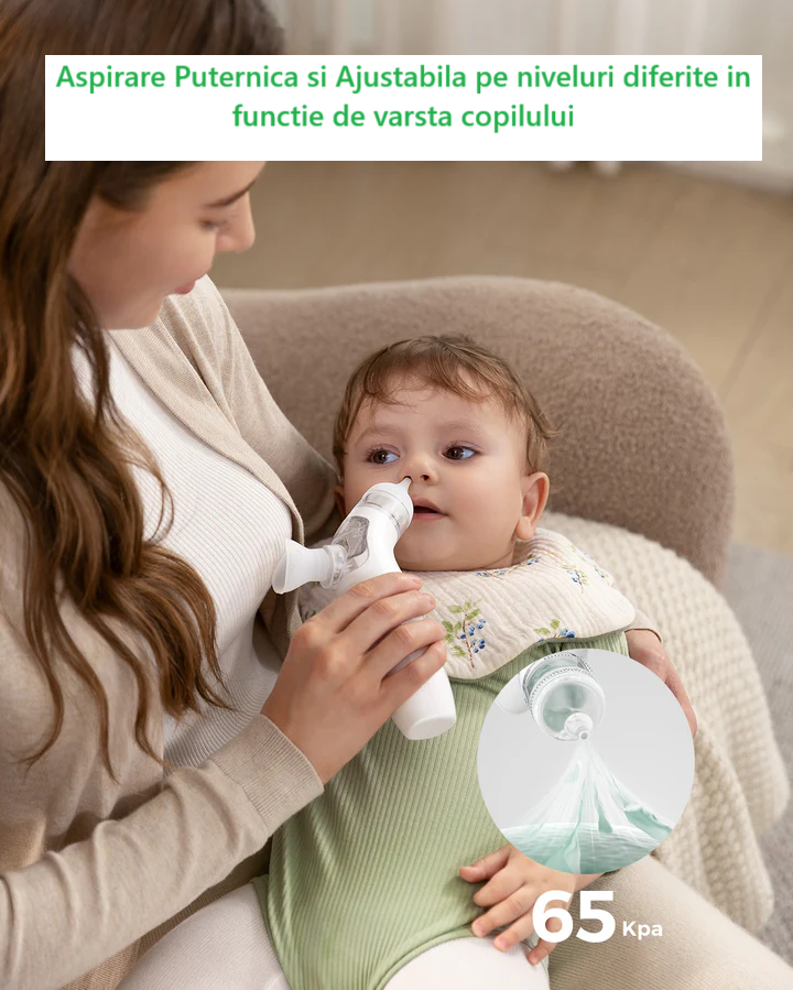 Aspirator Nazal Electric Bebelusi Momcozy BreezyClear cu Spray Salin si Sunete