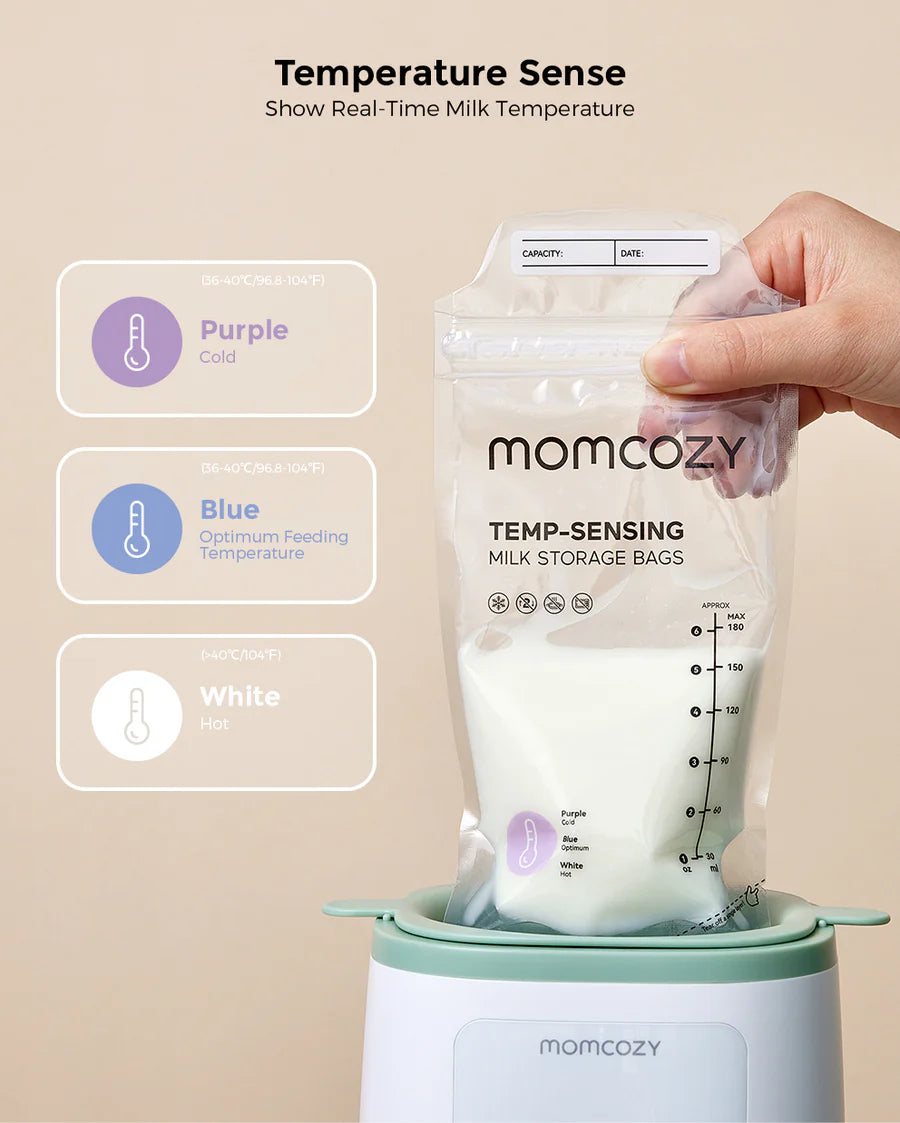 Pungi stocare lapte matern Momcozy cu senzor de temperatura