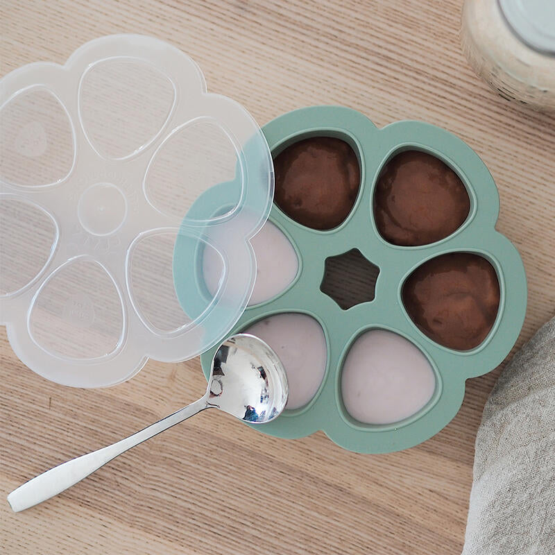 Recipient ermetic silicon multiportii 6x150 ml Beaba Sage Green