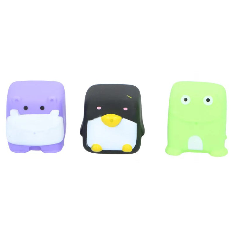 Set 3 jucarii de baie Eddy Toys Pinguin Hipopotam Broscuta cuburi din cauciuc