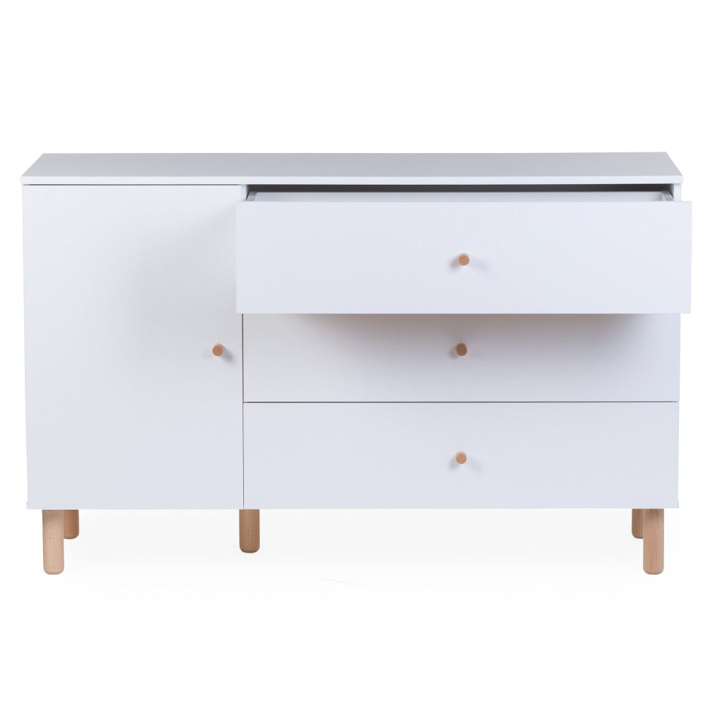 Comoda Childhome Wonder White 137x75x93 cm cu masa de infasat