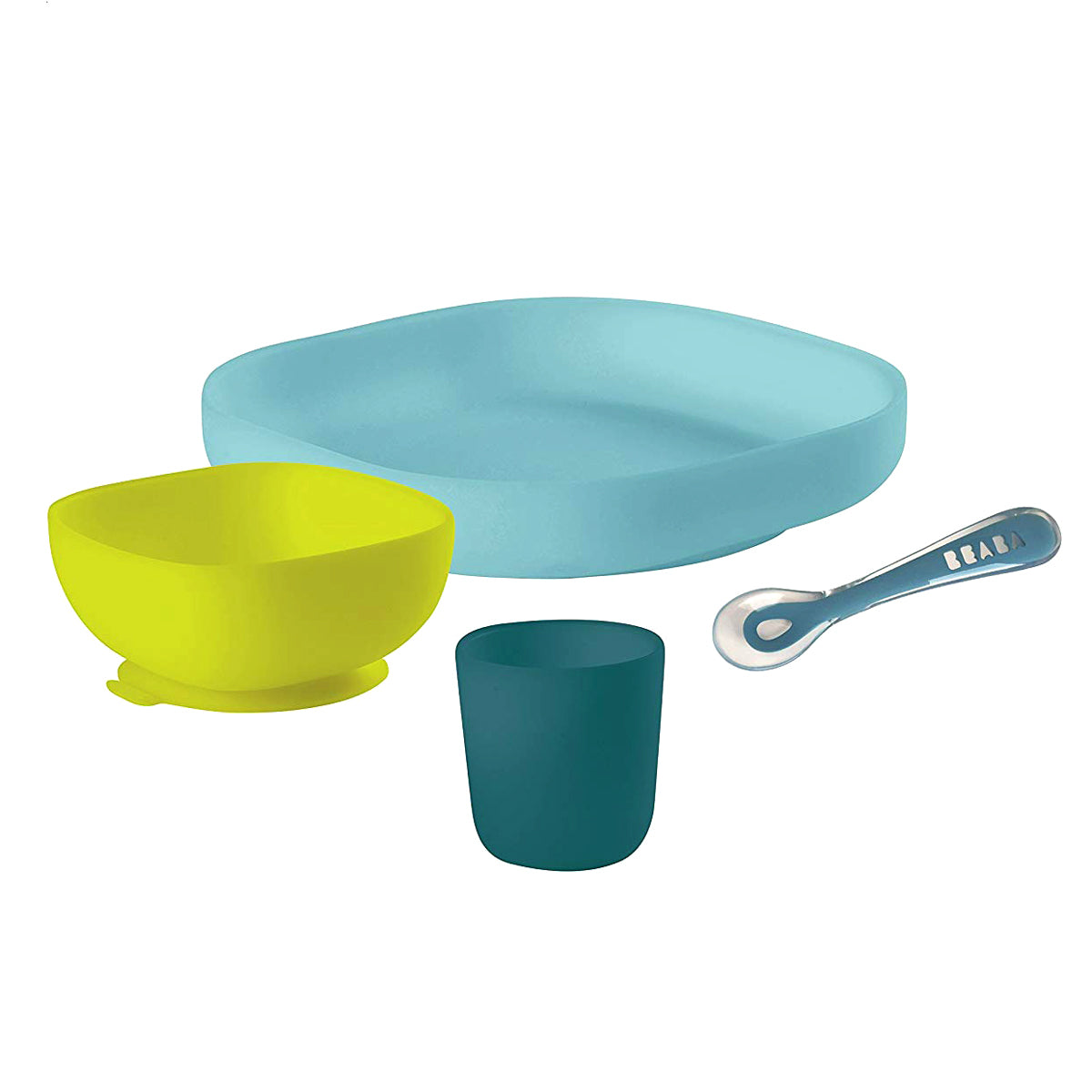 Set de masa din silicon Beaba 4 piese cu ventuza