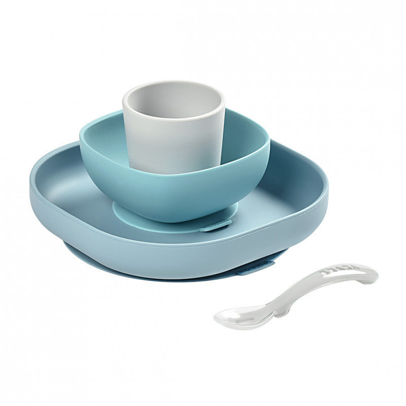 Set de masa din silicon Beaba 4 piese cu ventuza