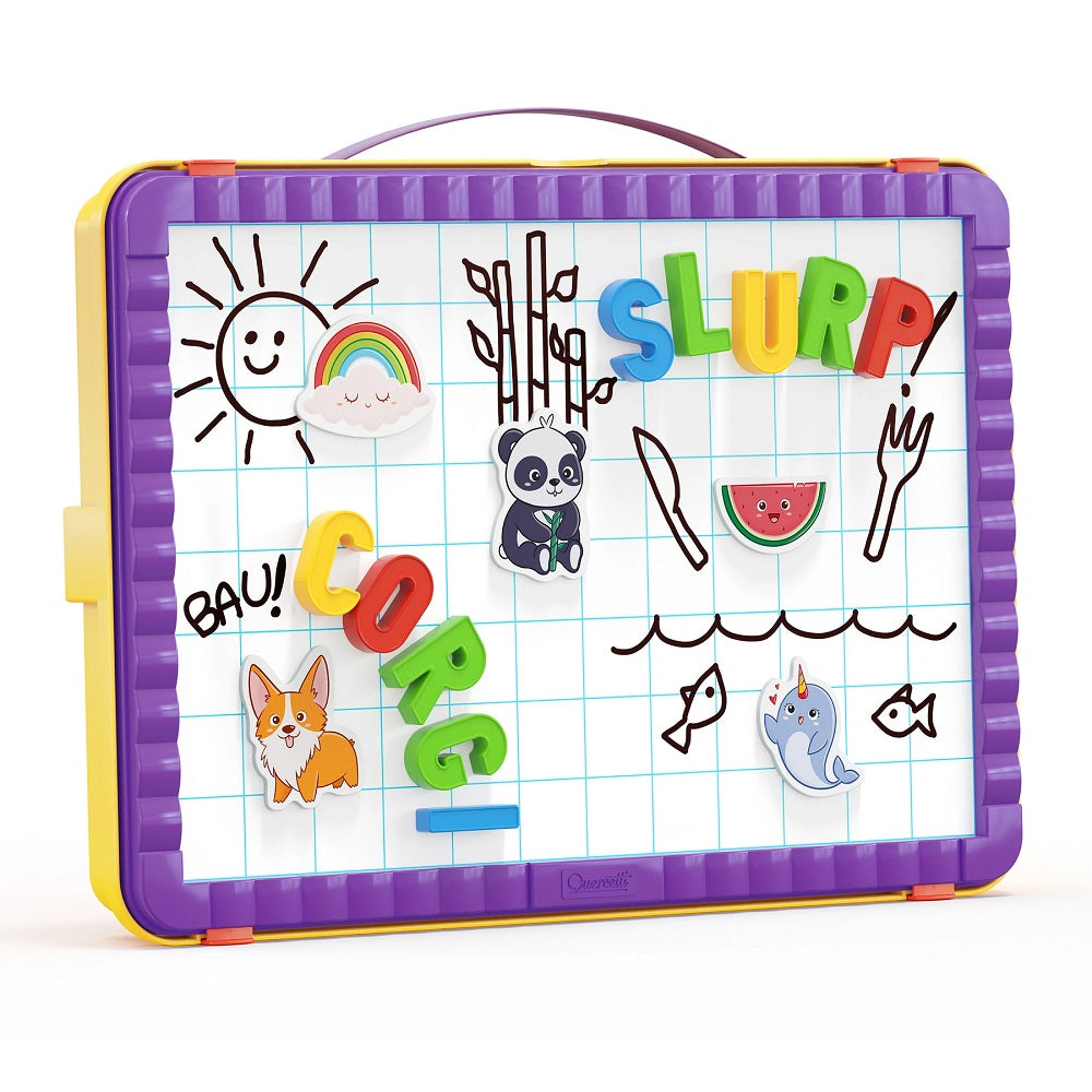 Tabla magnetica Quercetti Magnetino Litere Mari – tablă cu litere colorate și desene