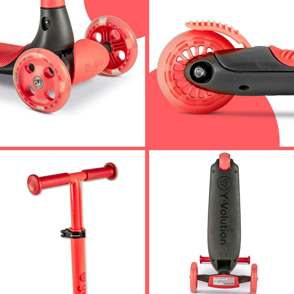 Trotineta cu 3 roti Yvolution Y Glider Kiwi cu LED 3-8 ani