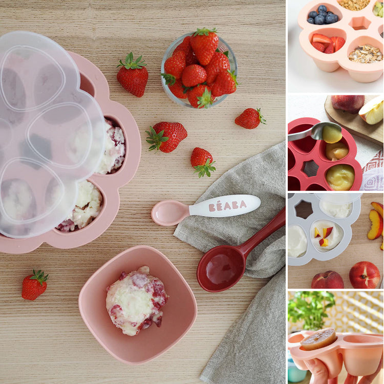 Recipient ermetic silicon multiportii 6x150 ml Beaba Old Pink