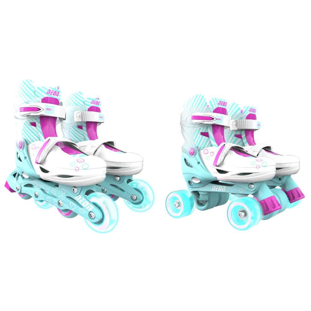 Role 2 in 1 Neon Combo Skates Reglabile 34-37 Teal Pink