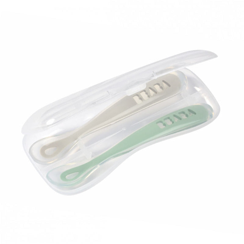 Set 2 lingurite silicon +4 luni Beaba Sage Green