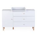 Comoda Childhome Wonder White 137x75x93 cm cu masa de infasat