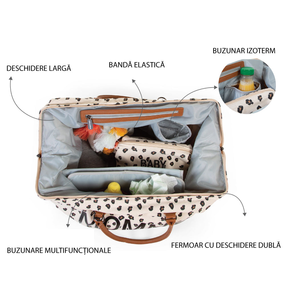 Geanta de infasat Childhome Mommy Bag Leopard