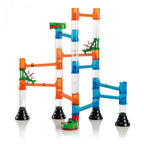 Pista cu bile Quercetti Migoga Marble Run Transparent – traseu asamblat cu rampe portocalii și albastre