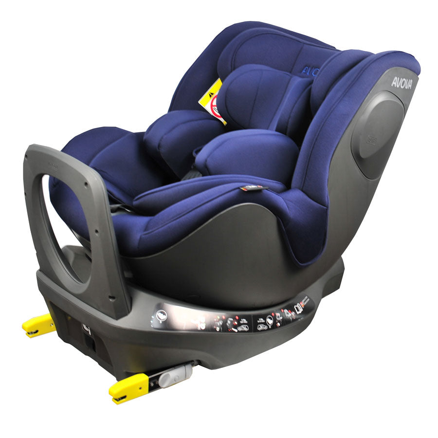 Scaun auto Avova Sperber-Fix i-Size Atlantic Blue – vedere din unghi lateral cu bară de protecție