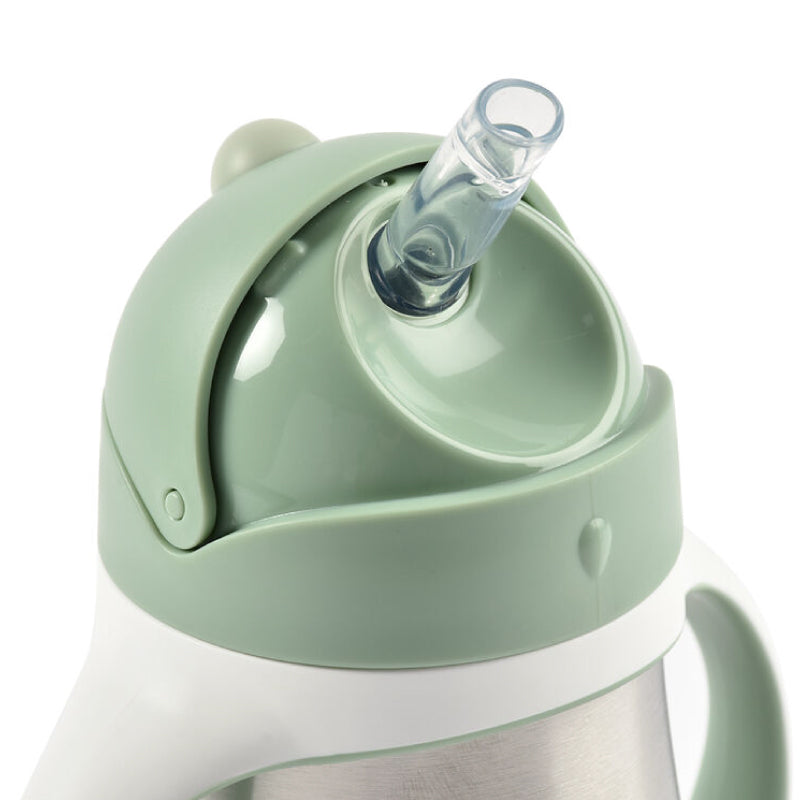 Cana cu pai din inox Beaba 250 ml Sage Green