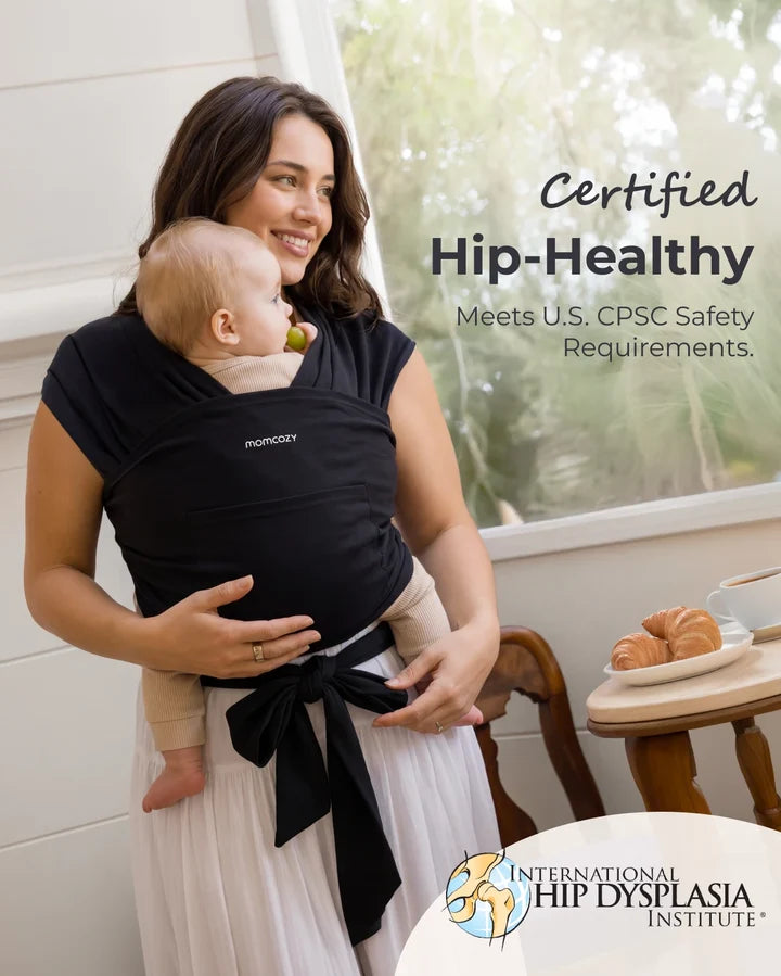 Marsupiu Wrap Sling cu suport spate Ergonomic 3.5 - 22 kg Babe-Toddler - Negru MOMCOZY