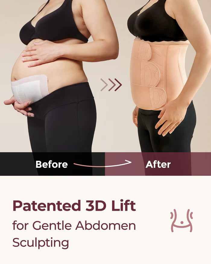 Centura Abdominala Postpartum Momcozy Ergowrap - Suport Ergonomic si Ridicare 3D Abdomen - Oyster Pink XL