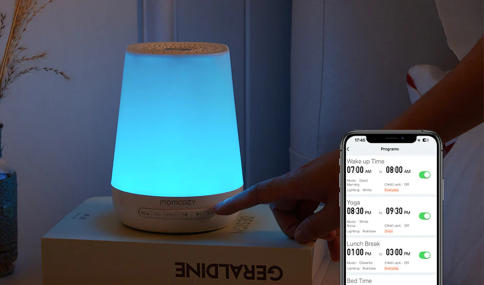 Lampa de veghe si aparat white noise Momcozy SMART 2 in 1