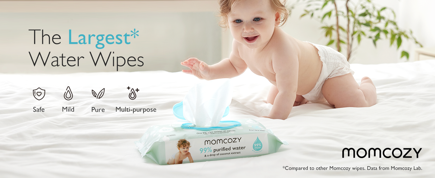 Pachet 12 x 60 Servetele Umede pe Baza de Apa Momcozy Extralarge 720 buc