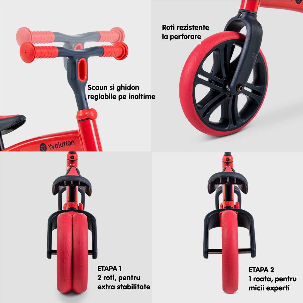 Bicicleta de echilibru Yvolution Y Velo Junior 18 luni-3 ani cu roti duble