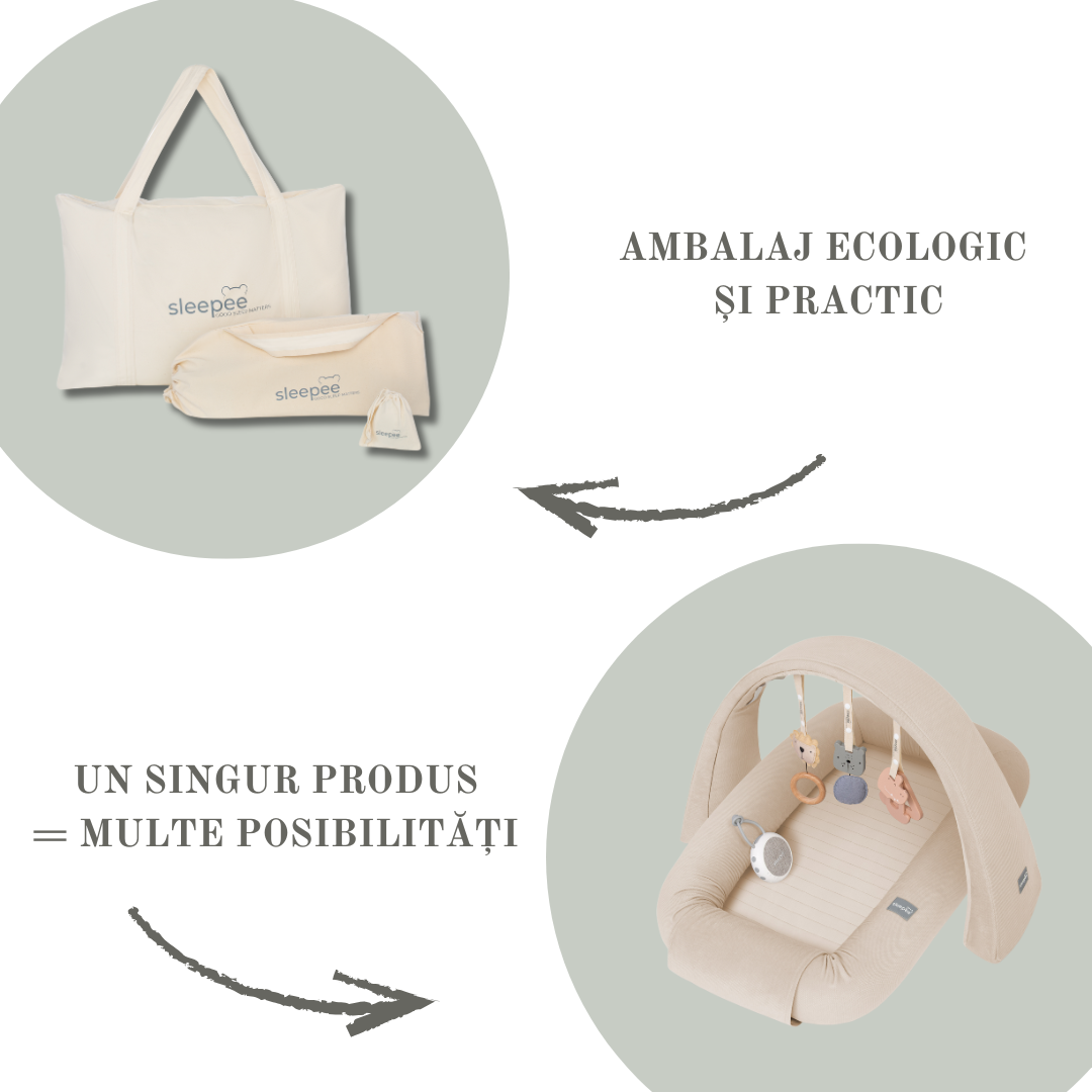 Baby Nest Modular cu Arcada de jucarii si Aparat sunete Sleepee