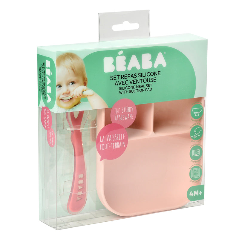 Set de masă silicon Beaba 2 piese Roz – detaliu