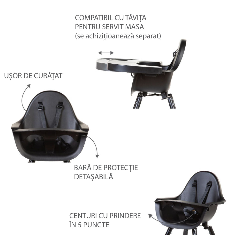 Scaun de masa reglabil in inaltime Childhome Evolu 2 Negru