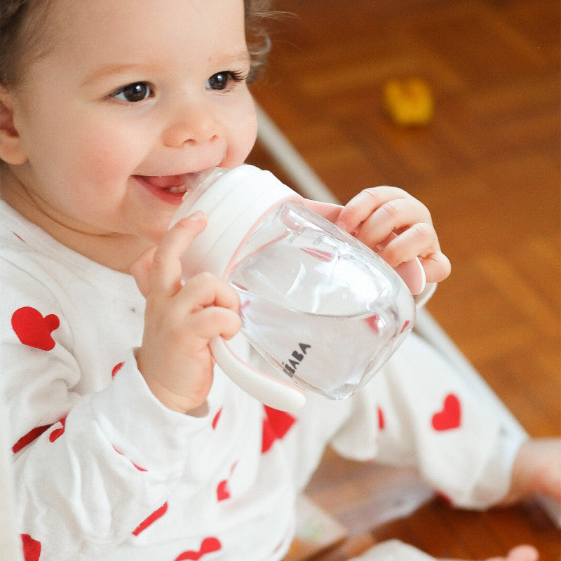 Biberon de invatare 2 in 1 din Tritan Beaba 210 ml Old Pink