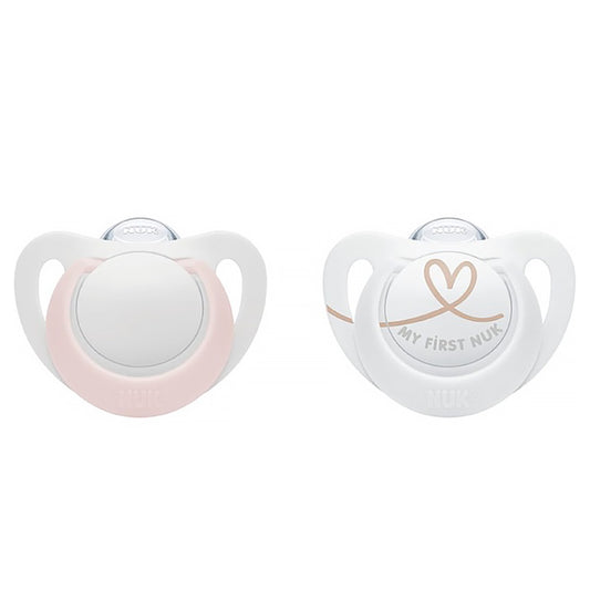 Suzeta Nuk Star Silicon 0-6 luni Roz, Set 2 Bucati