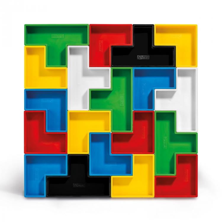 Joc de constructie Quercetti Poli, 19 piese – piese geometrice aranjate într-un pătrat