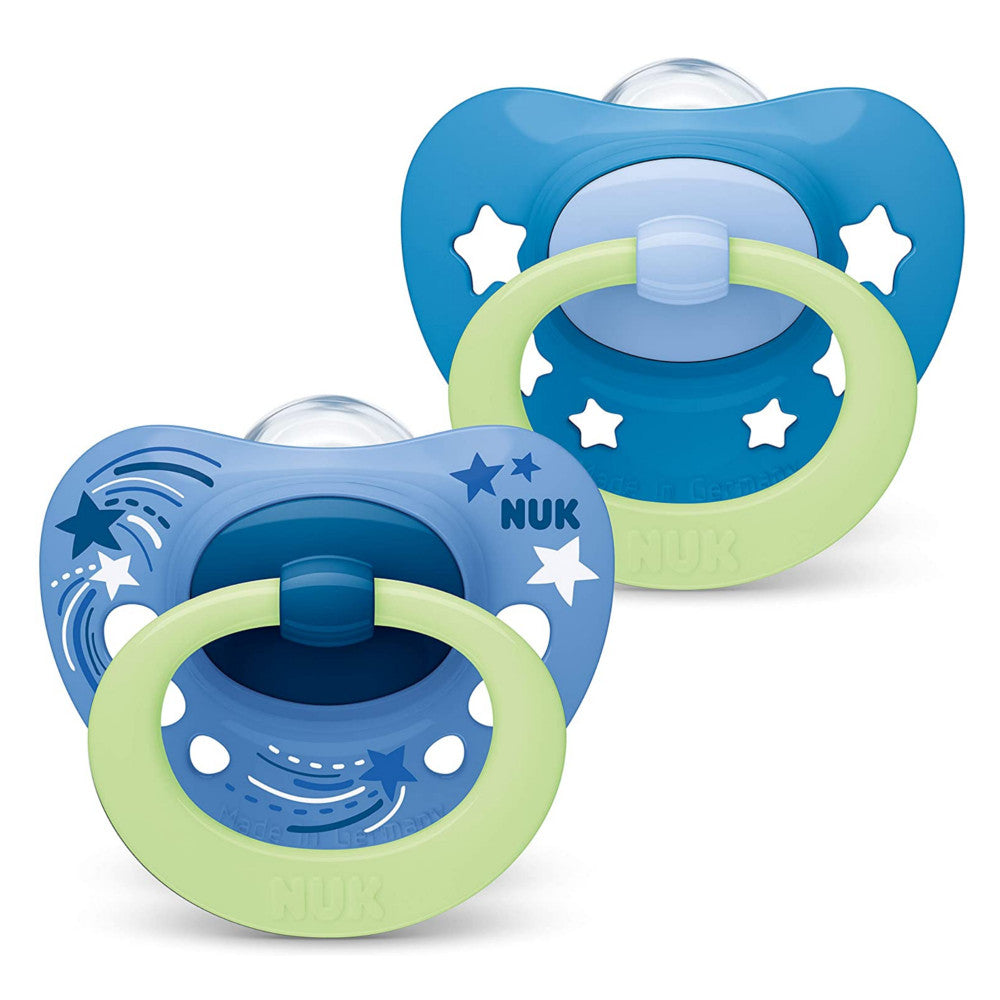 Suzeta Nuk Signature Night Silicon M3 Albastru 18-36 luni Set 2 Bucati