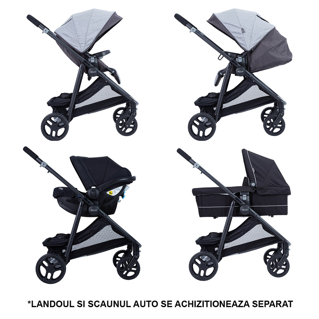 Carucior Graco Time2Grow Iron transformabil in carucior dublu