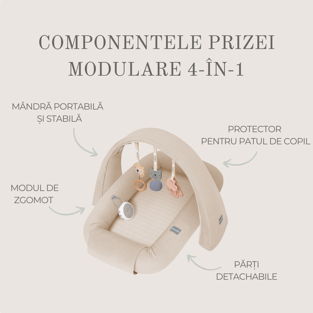 Baby Nest Modular cu Arcada de jucarii si Aparat sunete Sleepee