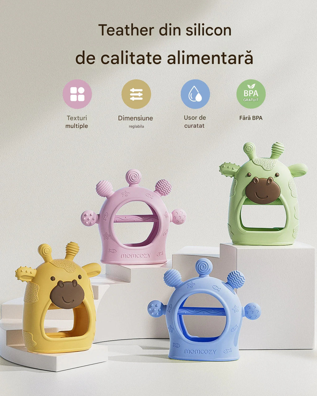 Jucarie de Dentitie Momcozy cu Bratara pentru Bebelusi