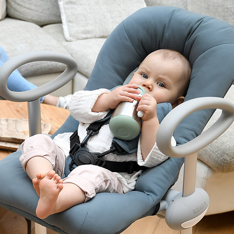 Cana cu pai din inox Beaba 250 ml Sage Green