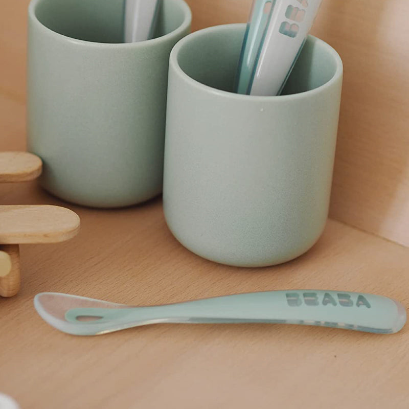 Set 4 lingurite silicon +4 luni Beaba Sage Green