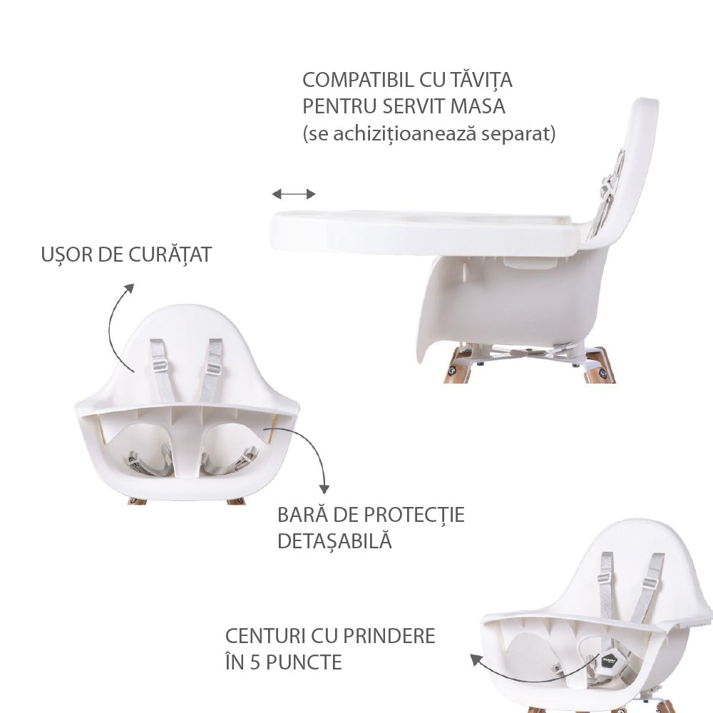 Scaun de masa reglabil in inaltime Childhome Evolu 2 Natural Alb