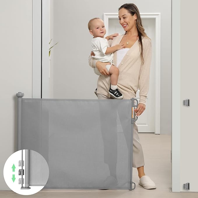 Poarta Retractabila Momcozy pentru Scari Gri 84x140 cm