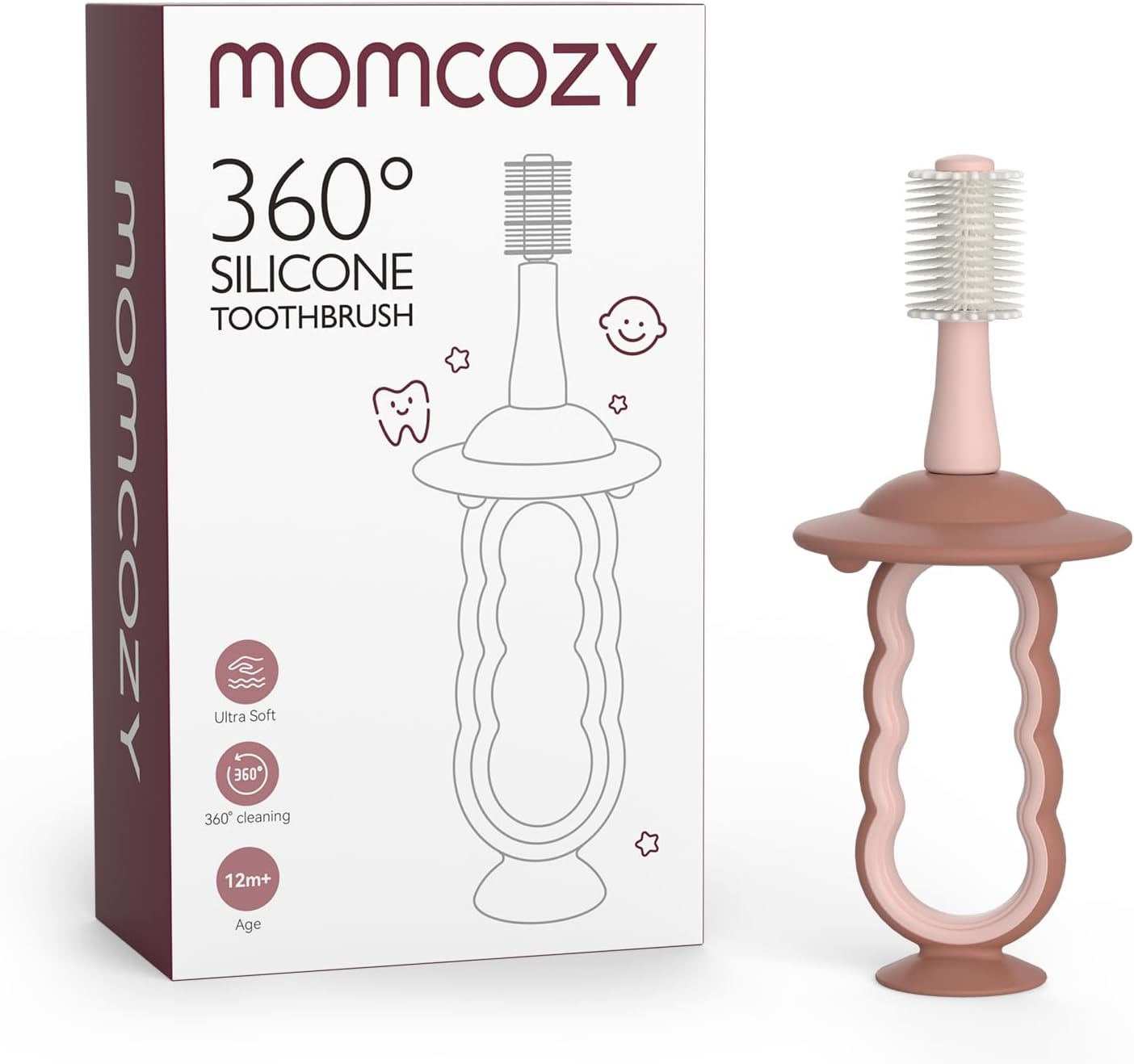 Periuta de dinti 360 grade Silicon Dentitie - Roz MOMCOZY