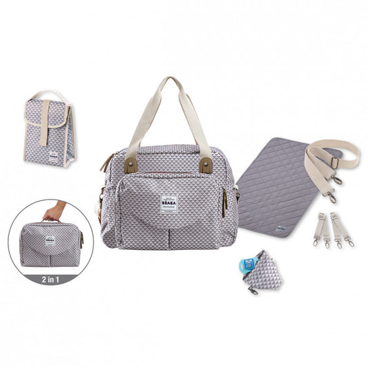 Geantă de Înfășat Beaba Geneva II Coral 23L cu 16 Buzunare și Saltea Schimb