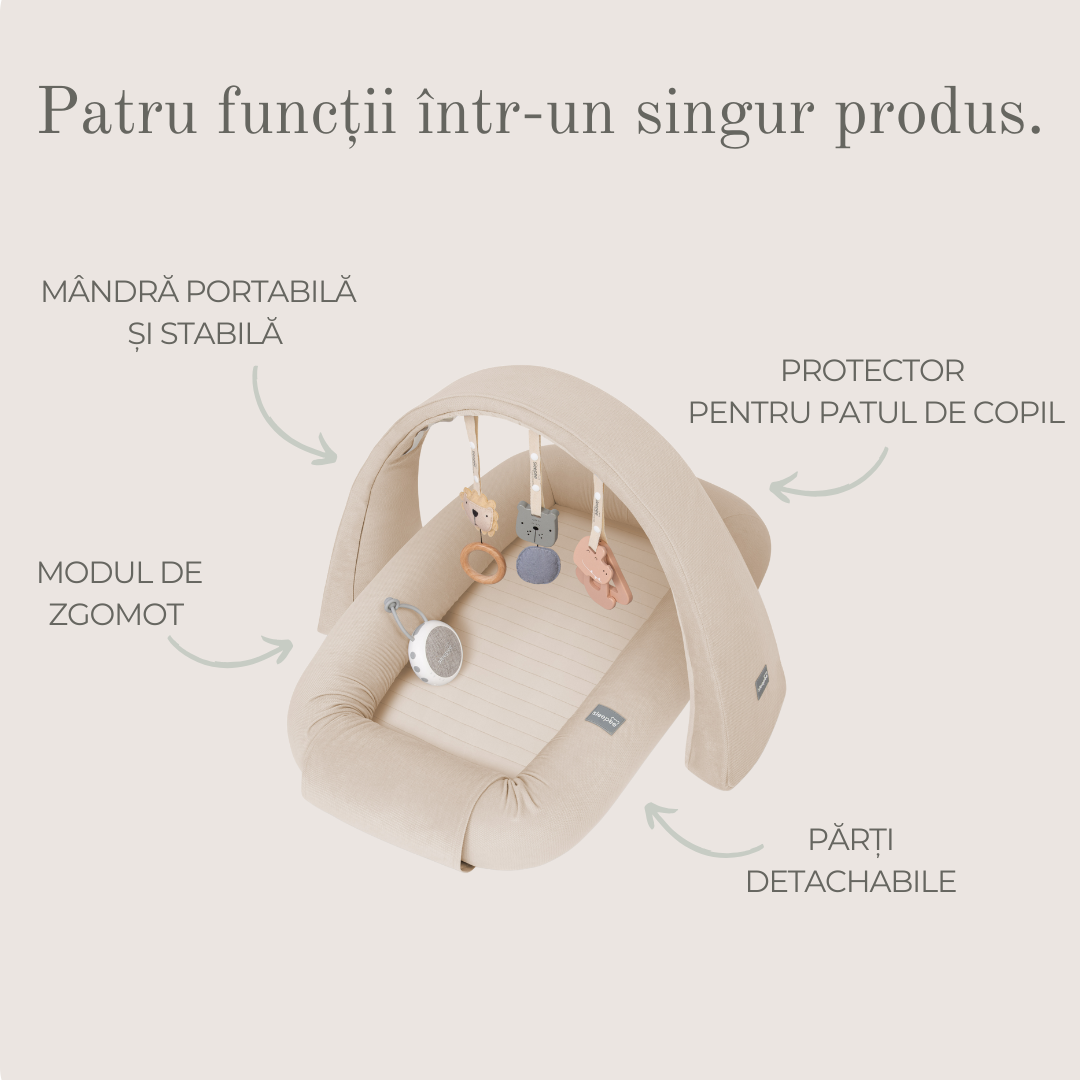 Baby Nest Modular cu Arcada de jucarii si Aparat sunete Sleepee